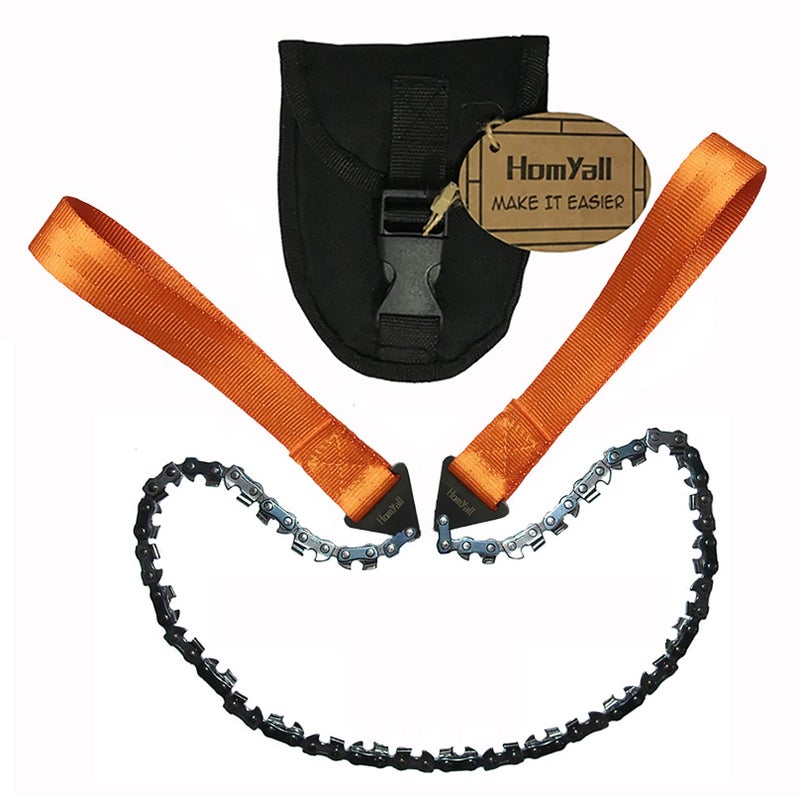 Homyall 24" Pocket Chainsaw 3x Faster With CUTTING BLADE ON EVERY LINK-Best Pocket Saw for Wood Cutting Outdoor Hiking Camping Survival Gear Garden Work With Pouch- Bonus Front Snap Carrying Case - Image 1